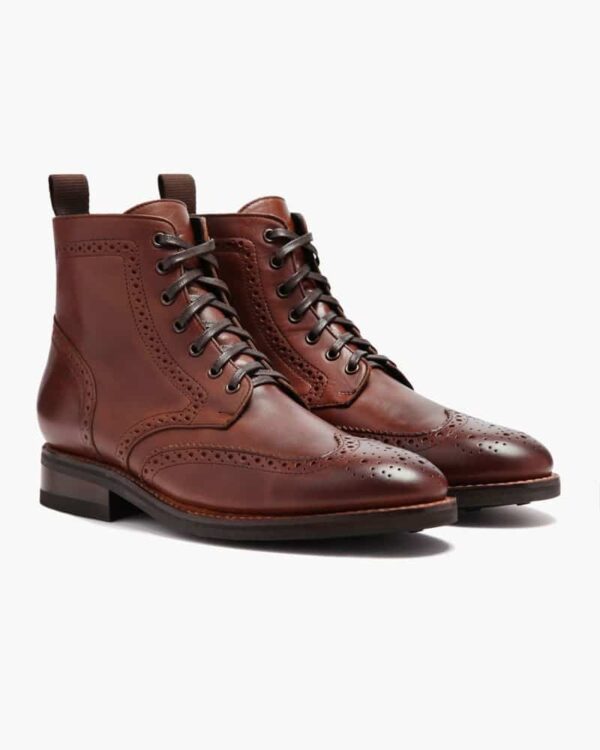 Botines cordones puntiaguda hombre café oscuro