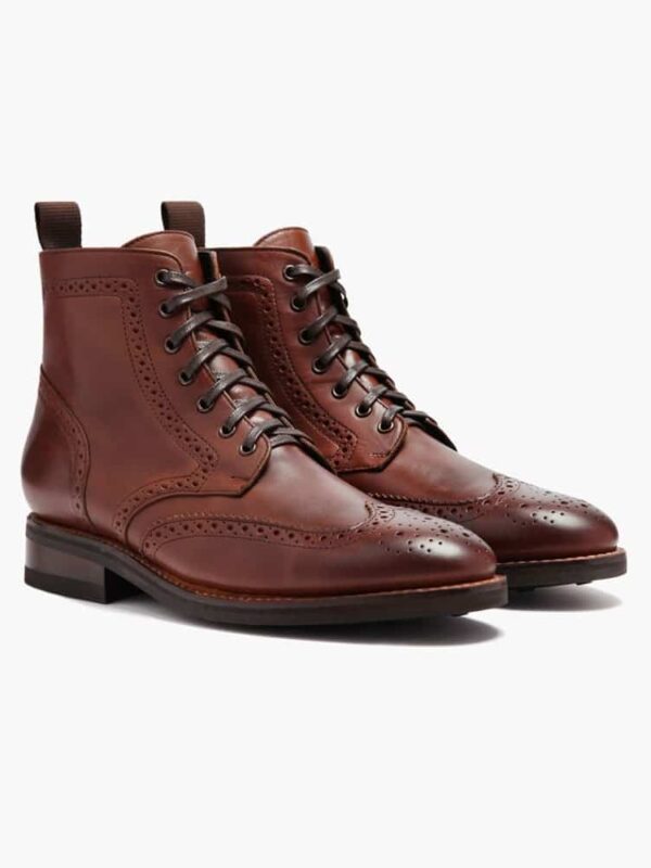 Botines cordones puntiaguda hombre café oscuro