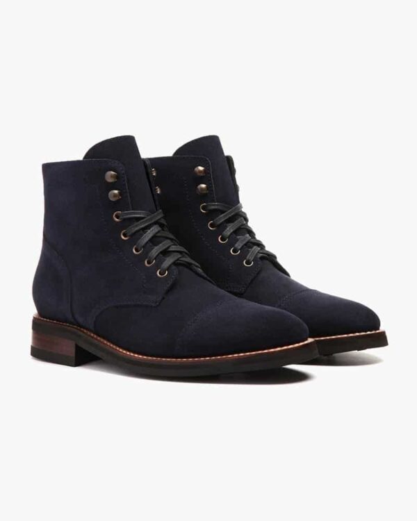 bota-6 Botines cordones gamuza azul elegante