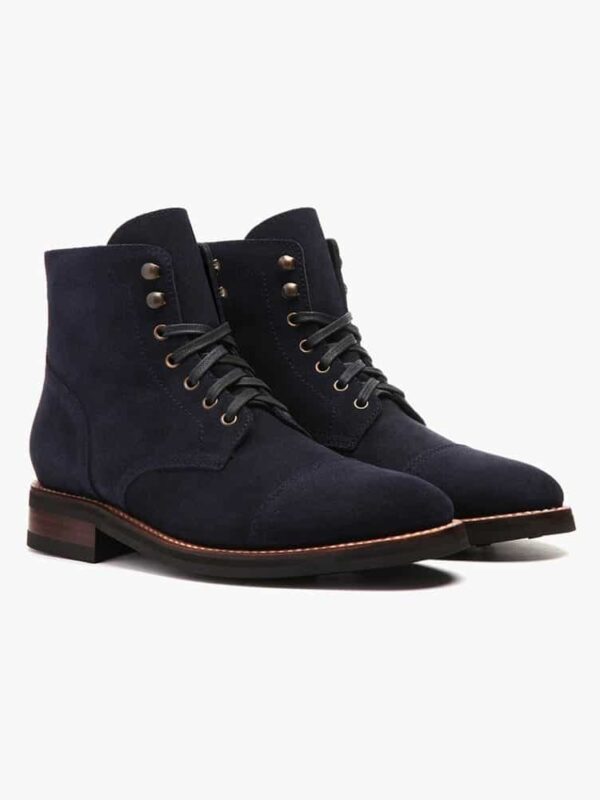 Botines cordones gamuza azul elegante