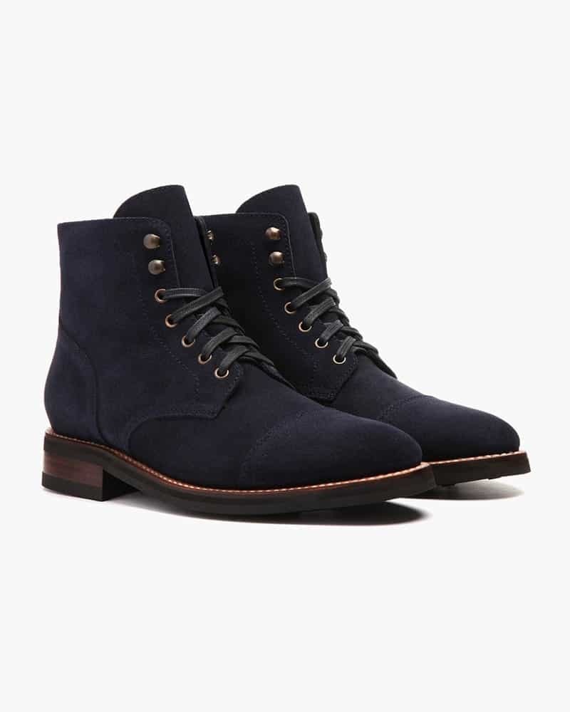 Botines cordones gamuza azul elegante